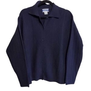 Pendleton Women's Dark Navy Lambswool Cardigan Sweater.